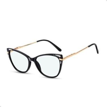 Imagem de Armação De Oculos Feminino Proteção De Luz Azul Estiloso Lente Sem Grau Confortavel Aju...