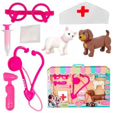 Imagem de Brinquedo De Médico Pet Com Cachorro Gato E Kit Veterinário Completo C