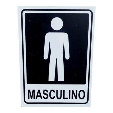 Imagem de Placa DE Sinalização MASCULINO FUNDO Preto 20 x 15 CM - ASELETRO
