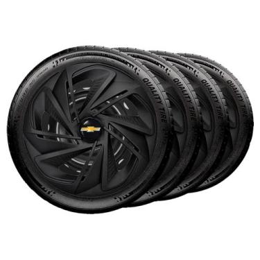 Imagem de Jogo 4 Calota Nitro Aro 14 Preta Fosca Gm Onix Cruze - Elitte