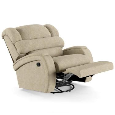 Imagem de Poltrona Do Papai Reclinável Kalie Glider Giratória Massagem Fh9 Linho Bege - Mpozenato