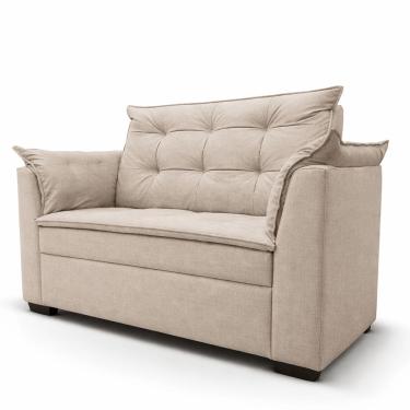 Imagem de Sofá 3 Lugares Namoradeira Recepção Sala Confortável Requinte Moderno Linho linho Bege