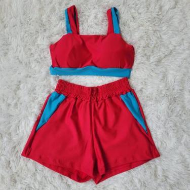 Imagem de Conjunto Fitness Short e Top bojo Removivel Roupa Academia - PIJAMAS V