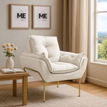 Imagem de Poltrona Decorativa Opala Amamentação Para Sala Base De Ferro Dourada Suede ME-ecommerce