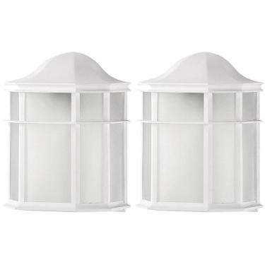 Imagem de Kit 2 Arandelas Luminárias de Parede Jardim Branca Colonial 19x25cm Polipropileno Lente...