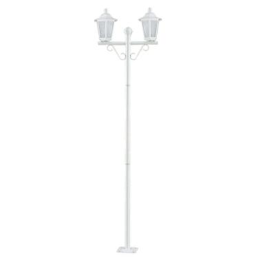 Imagem de Kit 12 Postes Luminária Branco Jardim Muro 2 Lâmpadas E27 Grega Lente Fosca Dital