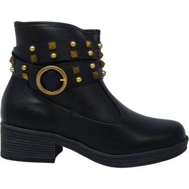 Imagem de Bota Feminina Casual Dia a Dia Passeio Trabalho Festa Cano Baixo Salto Baixo com Fivela...