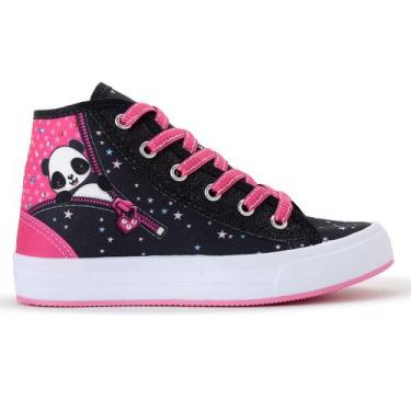 Imagem de Tênis Infantil Panda Feminino Casual Botinha Menina Glitter Escolar - 