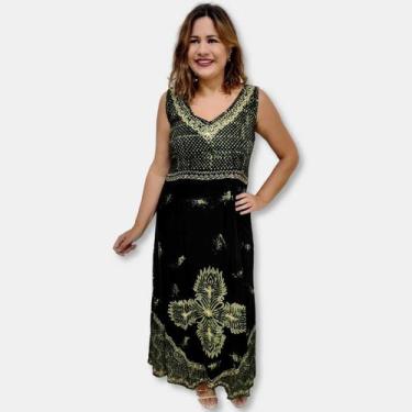 Imagem de Vestido Indiano Longo Batik Regata com Bordados 1016 - Sarat Moda Indi