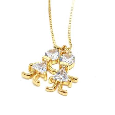 Imagem de Colar Veneziana com Pingente 2 Meninas Folheado a Ouro 18K - SUGGESTIO