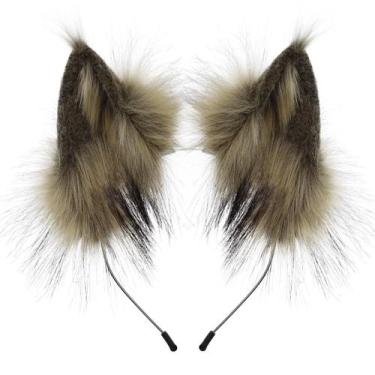 Imagem de Bandana HAOAN Animal Faux Fur Fox Wolf Ear Costume Cosplay