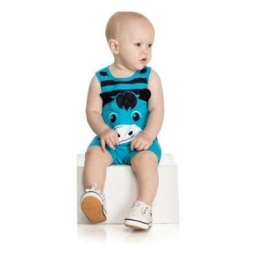 Imagem de Macacão Macaquinho Infantil Menino Fantasia Parmalat Bebê, Azul, Celes