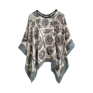 Imagem de Lenço De Seda Luxuoso Feminino 2023 Com Estampa De Designer, Grande, P