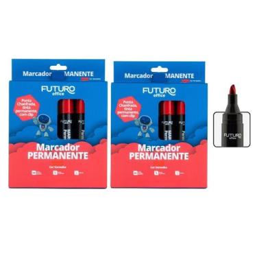 Imagem de Caixa com 20 Unidades Pincel Atômico Canetão Marcador Permanente 4 Cor