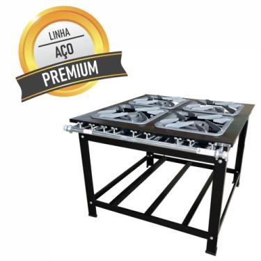 Imagem de Fogão Profissional Industrial 4 Bocas com Grelhas de 30x30 para Panela