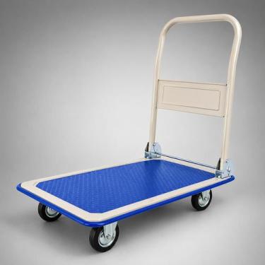 Imagem de Carrinho de Carga Plataforma Dobrável 150kg com 4 Rodas e Estrutura em