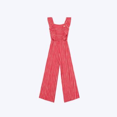Imagem de Macacão Pantalona Listrado Infantil Menina Brandili 26627, Goiaba, 4
