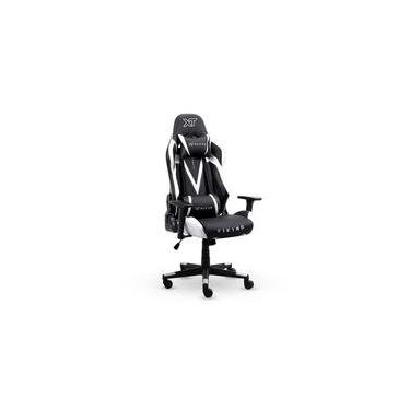 Imagem de Cadeira Gamer XT Racer Viking Series, Até 120Kg, Com Almofadas, Reclinável, Descanso de Braço 3D, Preto e Branco - XTR-021