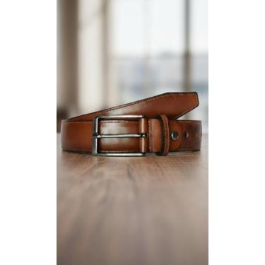 Imagem de Cinto Masculino Slim em Couro Legítimo Marrom - Congratulations Store