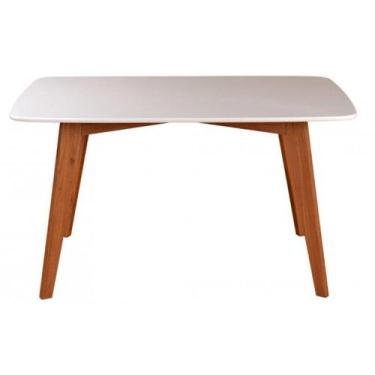 Imagem de Mesa Retangular de Madeira e MDF 135 x 80 cm Branco/Freijó - IdeaHome
