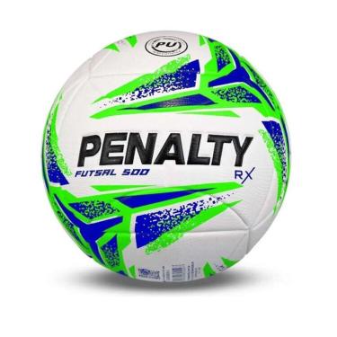 Imagem de Bola de Futsal Penalty Rx 500 Xxvi com Selo CBFS e Resistência para Uso Frequente Branco Azul e Verde