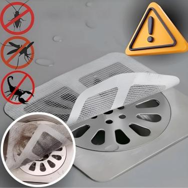 Imagem de Kit 10 Filtro de Ralo Autoadesivo Anti Insetos Tecido Não Tecido Descartável para Pia Banheiro e Área de Serviço