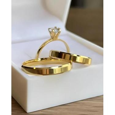 Imagem de Par de Alianças de Ouro 18k 4 gramas 3mm Quina Italiana - Sheju Joias 