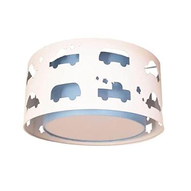 Imagem de Luminária Infantil Plafon Carrinhos Azul bebê 30x16