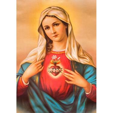 Imagem de Adesivo Decorativo De Parede Religioso Sagrado Coração De Maria - Gaud