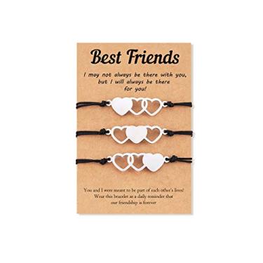 Imagem de Tarsus 2/3/4/5 peças Pulseiras Best Friend Friendship Bff Matching Distance Heart Bracelet Gifts for Women Girls Teen Men, 10 inch, Aço inoxidável Nylon, Ágata