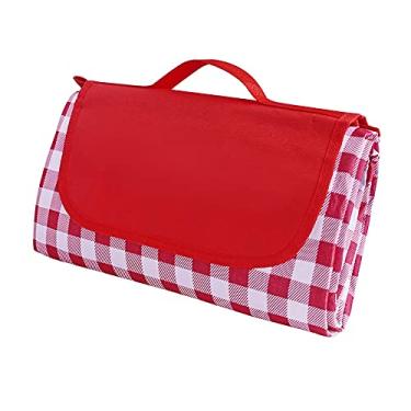 Imagem de Yajun Tapete de acampamento impermeável, portátil, dobrável, para vários jogadores, cobertores de piquenique alargados para ambientes externos, grama molhada, parque infantil, vermelho, 15080 cm