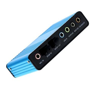Imagem de Placa de som externa USB 2.0 Optimal Shop 6 canais 5.1 adaptador de áudio surround S/PDIF para PC, Azul