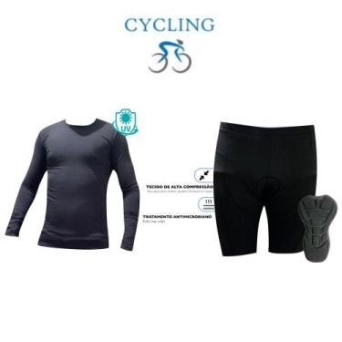 Imagem de Conjunto De Ciclismo Masculino - Bermuda Espuma 3D + Camisa Prot Uv -