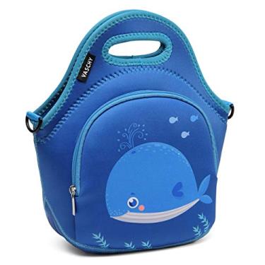 Imagem de Lancheira para Crianças, VASCHY Saco de Almoço de Neoprene Leve Lancheira para Meninas Meninos da Escola Creche Jardim de Infância, Vida marinha