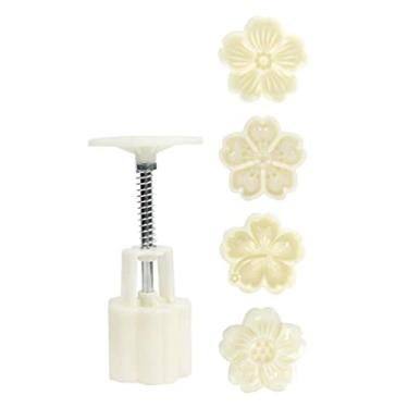 Imagem de 1 Conjunto Molde De Bolo De Lua Carimbo De Biscoito Bolo De Lua De Prensa Manual Formador De Mooncake Bolo Da Lua Muffin Branco Aço Inoxidável Arroz Pegajoso Pressão Da Mão