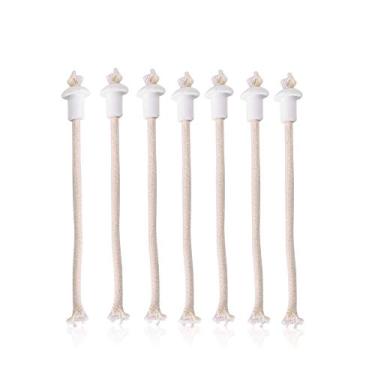 Imagem de Lâmpada de vidro de fibra de vidro com 7 peças de lâmpada de óleo de cerâmica de reposição de pavio resistente ao calor para suportes de cerâmica, garrafa de vinho e vela de vidro