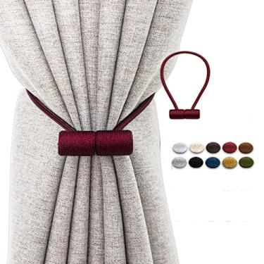 Imagem de Cortina Decorativa Magnética Fixação Gancho Gancho Para Cortina Poliéster Acessórios Decorativos para Casa, Vinho, 4 Peças