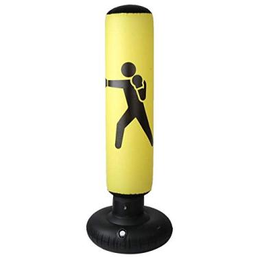 Imagem de Saco de pancada de 160 cm inflável de PVC suporte de alvo de fitness bolsa de torre de copo de pé livre saco de areia de coluna (amarelo) boxe