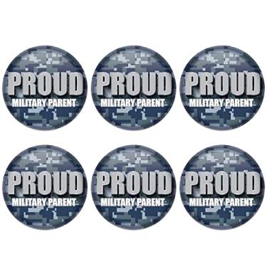 Imagem de Beistle 6 peças pinos de crachá com botão orgulho dos pais militares dos EUA para decoração patriótica de 4 de julho, suprimentos e lembrancinhas para festa do dia da independência, 5 cm, cinza/branco