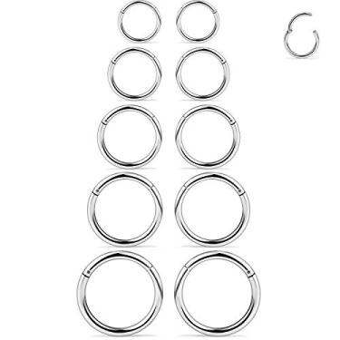 Imagem de SCERRING 3 – 10 peças 16G Aço Inoxidável Articulado Clicker Segmento Septo Nose Lip Ring Cartilage Tragus Sleeper Brincos Body Piercing Joias 8 mm 10 mm 12 mm 14 mm 16 mm