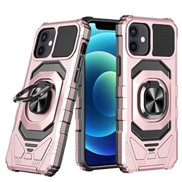 Imagem de zhouye Capa para iPhone 14/14 Pro/14 Plus/14 Pro Max, capa de câmera deslizante, suporte magnético de anel giratório de 360° integrado, capa protetora de telefone resistente à prova de choque, rosa, 14 pro 6,1 polegadas