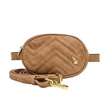 Imagem de Bolsa Feminina Transversal Tiracolo e Pochete Pequena Golden Fenix Cor:Marrom amarelado;Tamanho:P