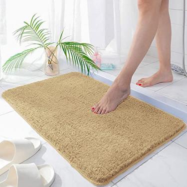 Imagem de SHENGANG Tapete de banho de fibra felpuda para banheiro Tapetes para banheiro Tapetes para banheiro Tapete de banheiro absorvente para porta de entrada, bege, 40x60 cm