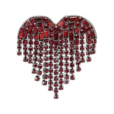 Imagem de Broche em forma de coração, broche em forma de coração trassel para festa dançante namoro mulheres corpete acessórios de roupas para mulheres meninas joias de