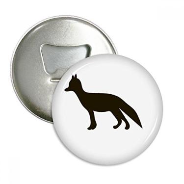 Imagem de Black Fox Cute Animal Portrayal Abridor de garrafas com ímã de geladeira emblema multifuncional