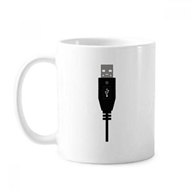Imagem de Cabo de carregamento USB preto padrão caneca cerâmica xícara de café porcelana louça