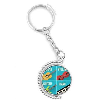 Imagem de Combinação de violino e piano com padrão giratório para chaveiro, acessórios de disco, clipe de corrente, Multicor