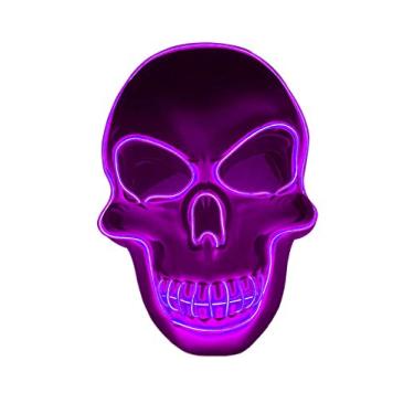 Imagem de Bestgift Acessório de fantasia para decoração de rosto de Halloween com brilho luminoso roxo 25 x 22 cm