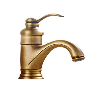 Imagem de LIDON Torneira para pia de banheiro torneira de banheiro antiga furo único torneira de banheiro latão antigo torneira de pia de banheiro alta para pia, antigo A (cor: antigo A)