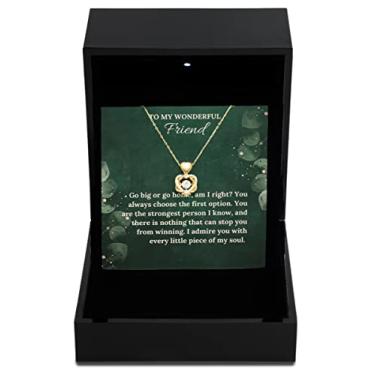 Imagem de SpreadPassion Colar de ouro com nó de coração e joias de incentivo, presente para inspiração, presentes de incentivo, ideias de presente de joias, presente personalizado, personalizado